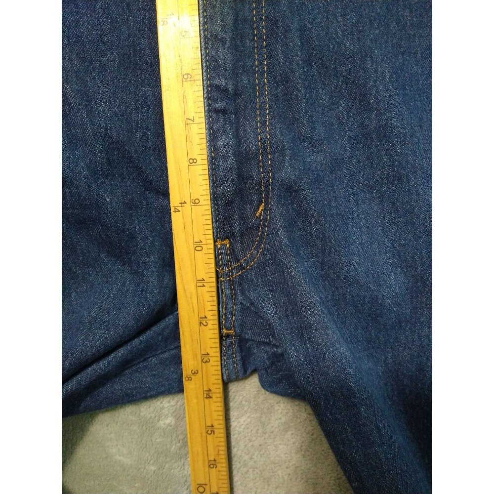 Levis Jeans Mens 44x32 Blue Denim Western Fit Straight Leg High Rise Stretch - Picture 4 of 11